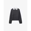 Claudie Pierlot Womens Mottled Grey Peter Pan-collar Cable-knit Wool And Cashmere Jumper In Blue