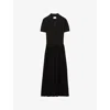 Claudie Pierlot Womens Pleated-skirt Stretch-knit Midi Dress Black In Black