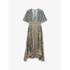 Claudie Pierlot Womens Printed Short-sleeve Woven Midi Dress Divers In Divers