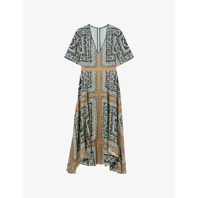 Claudie Pierlot Womens Printed Short-sleeve Woven Midi Dress Divers