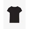 Claudie Pierlot Womens  Round-neck Regular-fit Short-sleeve Cotton T-shirt In Noir / Gris
