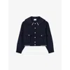 Claudie Pierlot Womens Navy Sailor-collar Contrast-trim Wool-blend Jacket In Blue