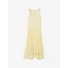 Claudie Pierlot Womens  Scoop-neck Pleated-skirt Cotton Maxi Dress In Jaunes / Oranges