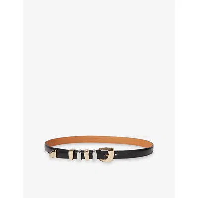 Claudie Pierlot Womens Black Sculpted-loop Leather Belt