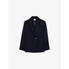 Claudie Pierlot Womens Navy Single-breasted Notch-lapel Woven Blazer