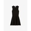 Claudie Pierlot Womens  Sleeveless Flared-skirt Knitted Mini Dress In Noir / Gris
