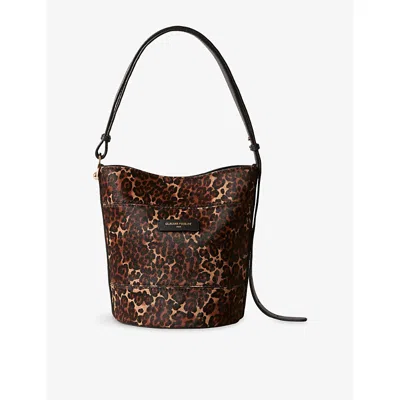 Claudie Pierlot Womens Multicolored Solveig Leopard Leather Shoulder Bag