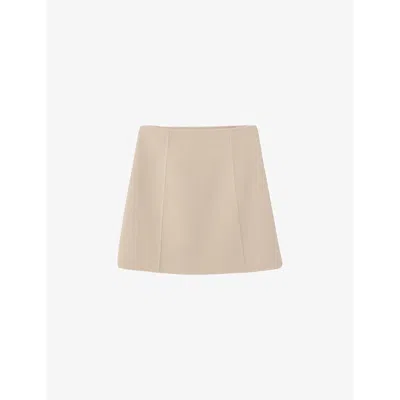 CLAUDIE PIERLOT WOMENS NATURELS STRAIGHT-CUT HIGH-RISE WOOL-BLEND MINI SKIRT
