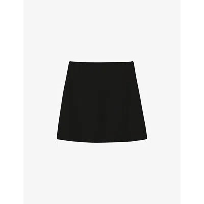 CLAUDIE PIERLOT WOMENS NOIR / GRIS STRAIGHT-CUT HIGH-RISE WOOL-BLEND MINI SKIRT