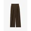 Claudie Pierlot Womens  Straight High-rise Stretch Wool-blend Trousers In Brown