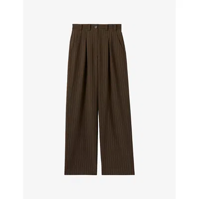 Claudie Pierlot Womens  Straight High-rise Stretch Wool-blend Trousers In Brown