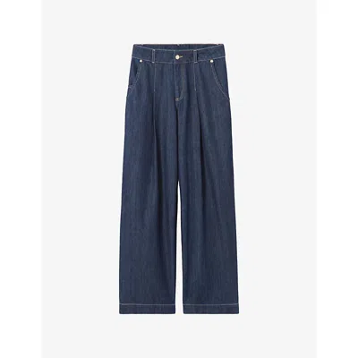 Claudie Pierlot Womens Blue Denim Straight-leg Mid-rise Denim Jeans