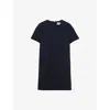 Claudie Pierlot Womens Stripe-pattern Shift-silhouette Cotton-blend Mini Dress Bleus In Bleus