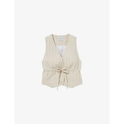 Claudie Pierlot Womens  Stripe Sleeveless Blazer Woven Top In Divers