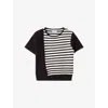 Claudie Pierlot Womens Divers Striped Asymmetric-panel Knitted Top In Divers