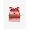 Claudie Pierlot Womens Roses Striped Cotton Knitted Tank Top