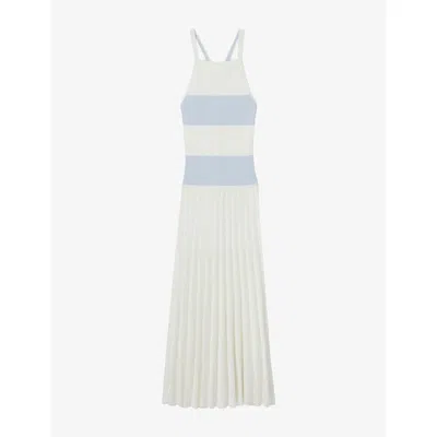 Claudie Pierlot Womens Divers Striped Pleated Stretch-knit Maxi Dress
