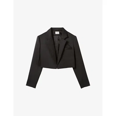 Claudie Pierlot Womens Black Tailored Lapel-collar Woven Jacket In Brown