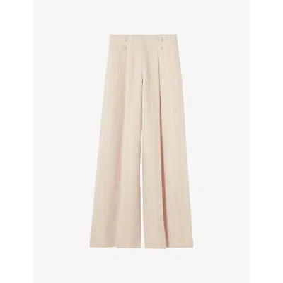 Claudie Pierlot Womens Sand Tailored Wide-leg Linen-blend Trousers In Neutral