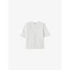 Claudie Pierlot Womens Naturels Tie-front Cropped Stretch-knit Top In Naturels
