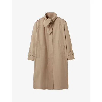 Claudie Pierlot Womens Beige Tie-neck Side-pocket Cotton Trench Coat In Neutral