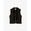 Claudie Pierlot Womens Black Tie-neck Sleeveless Stretch-woven Blouse In Black