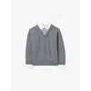 Claudie Pierlot Womens Mottled Grey Two-in-one Wool And Cotton Jumper In Gray