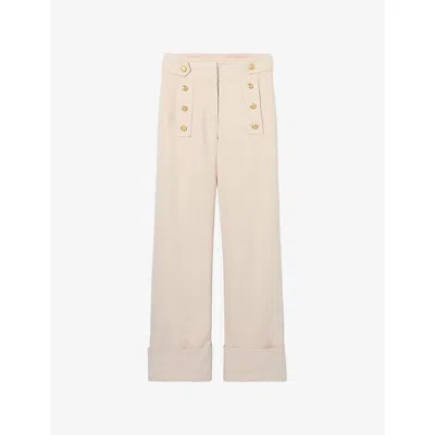 Claudie Pierlot Womens Light Beige Denim Wide-leg Mid-rise Denim Jeans In White