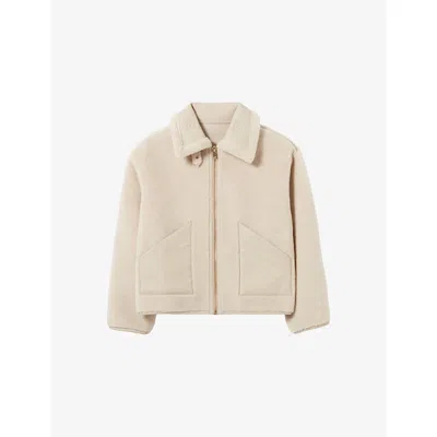 Claudie Pierlot Womens Beige Zipped Shearling-effect Coat In Neutral