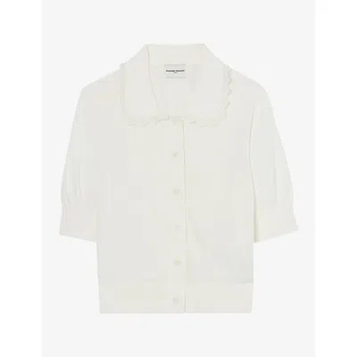 Claudie Pierlot Womens Collared Short-sleeve Knitted Cardigan Ecru Xs In White