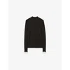 Claudie Pierlot Womens Black Contrast-cuff Pointelle-knit Stretch Wool-blend Jumper Xs In Black