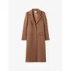 Claudie Pierlot Womens Dark Beige Long Single-breasted Wool-blend Coat In Brown