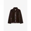 Claudie Pierlot Womens Collared Contrast-trim Faux-fur Coat Dark Brown In Brown