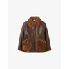Claudie Pierlot Womens Dark Brown Contrast-collar Leather And Shearling Coat In Brown