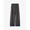 Claudie Pierlot Womens Dark Print Graphic-print Wide-leg Woven Trousers In Black
