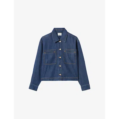 Claudie Pierlot Womens  Classic-collar Oversized Denim Jacket In Denim - Jean