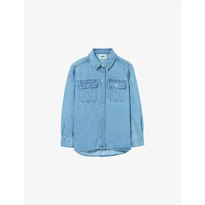 Claudie Pierlot Womens Denim - Jean Patch-pocket Long-sleeve Denim Shirt