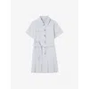 Claudie Pierlot Womens  Peter Pan-collar Pleated Denim Mini Dress In Denim - Jean
