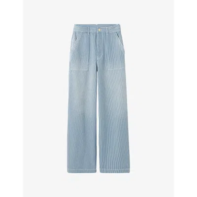 Claudie Pierlot Womens Denim - Jean Wide-leg High-rise Striped Denim Jeans
