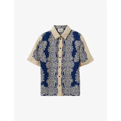 CLAUDIE PIERLOT WOMENS CLAUDIE PIERLOT BANDANA-PATTERN SHORT-SLEEVED WOVEN SHIRT
