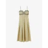 Claudie Pierlot Womens  Floral-embroidered Scoop-neck Cotton Maxi Dress