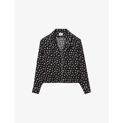 Claudie Pierlot Womens Divers Flower-print Tailored-collar Woven Blouse