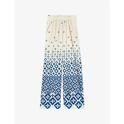 Claudie Pierlot Womens  Gradient-pattern Wide-leg Cotton Trousers In Divers