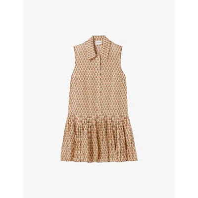 Claudie Pierlot Womens Divers Graphic-print Button-down Sleeveless Woven Mini Dress