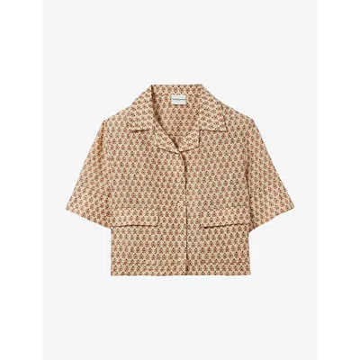 Claudie Pierlot Womens Divers Graphic-print Notch-collar Woven Shirt