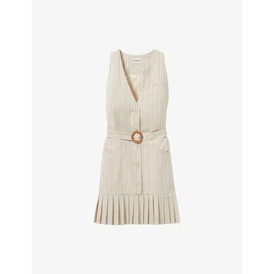 Claudie Pierlot Womens  Pleated Stripe Woven Mini Dress In Divers