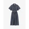 Claudie Pierlot Womens  Stripe Wrap-front Short-sleeve Woven Midi Dress In Divers
