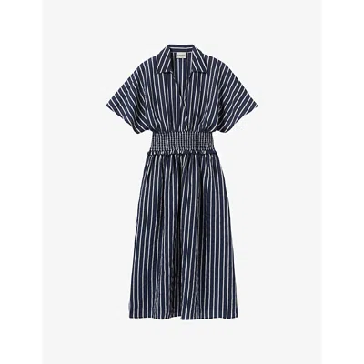 Claudie Pierlot Womens  Stripe Wrap-front Short-sleeve Woven Midi Dress In Divers