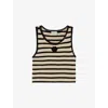 Claudie Pierlot Womens Divers Striped Cotton Knitted Tank Top In Black