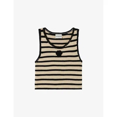 Claudie Pierlot Womens Divers Striped Cotton Knitted Tank Top In Black